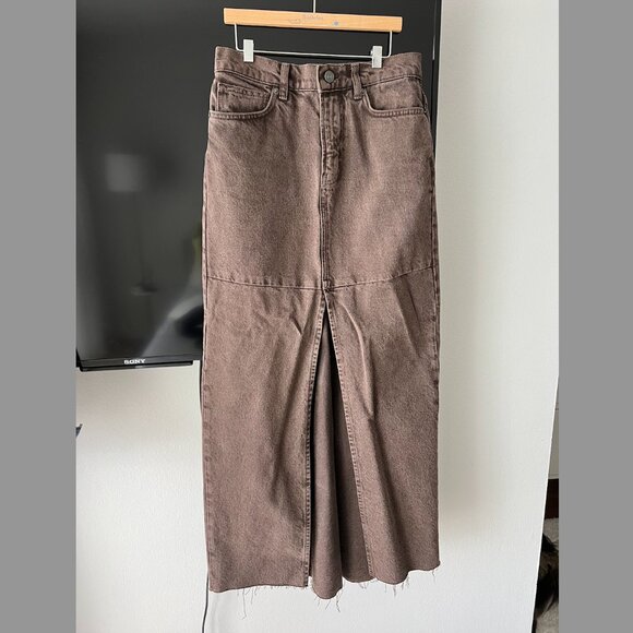 Reformation Tazz Maxi Brown Denim Skirt - Size 23 - Picture 2 of 5